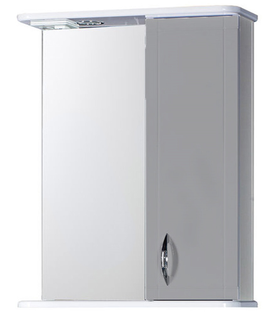 Зеркало-шкаф SANTREK HOME "Мальта-60" (Серый МАТОВЫЙ) с подсветкой Правый 600х725х180