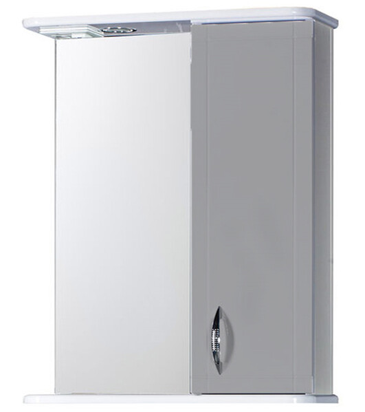 Зеркало-шкаф SANTREK HOME "Мальта-60" (Серый МАТОВЫЙ) с подсветкой Правый 600х725х180