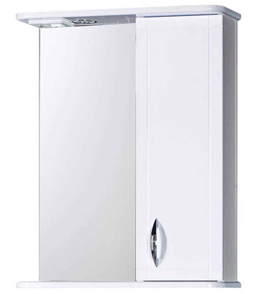 Зеркало-шкаф SANTREK HOME "Мальта-60" (Белый МАТОВЫЙ) с подсветкой Правый 600х725х180
