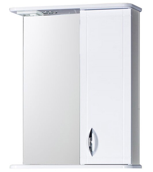 Зеркало-шкаф SANTREK HOME "Мальта-60" (Белый МАТОВЫЙ) с подсветкой Правый 600х725х180