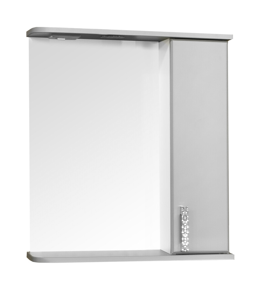 Зеркало-шкаф SANTREK HOME "Марта-60" (Серый МАТОВЫЙ) с подсветкой Правый 600*725*180