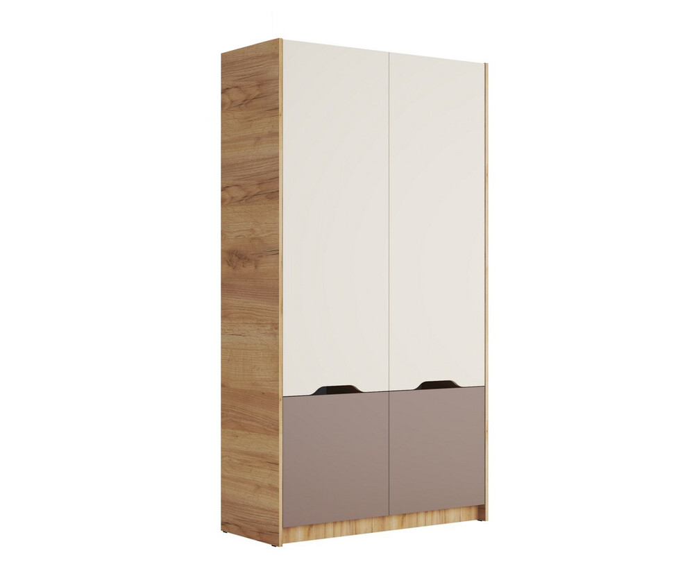 RICH Шкаф ШК-002 Корпус - Дуб Крафт золотой  Фасад ЛДСП - Миндаль / Глиняный серый (2 места) ЧЧ549 КАТЕГОРИЯ А