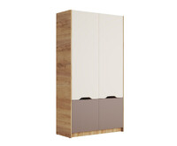 RICH Шкаф ШК-002 Корпус - Дуб Крафт золотой  Фасад ЛДСП - Миндаль / Глиняный серый (2 места) ЧЧ549 КАТЕГОРИЯ А