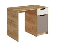 RICH Стол письменный СП-001 Корпус - Дуб Крафт золотой  Фасад ЛДСП - Миндаль / Глиняный серый (1 место) ЧЧ237 КАТЕГОРИЯ А