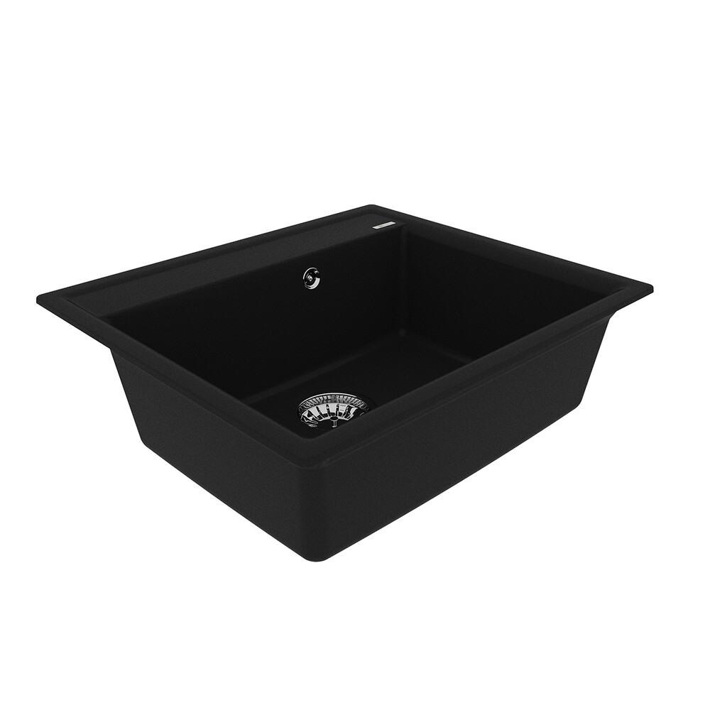 Мойка 9910013 HANKA 570 кухонная из кварцгранита, АНТРАЦИТ 570*500 прямоугольная 1 чаша (крепеж, сливная арматура с переливом) LEMARK