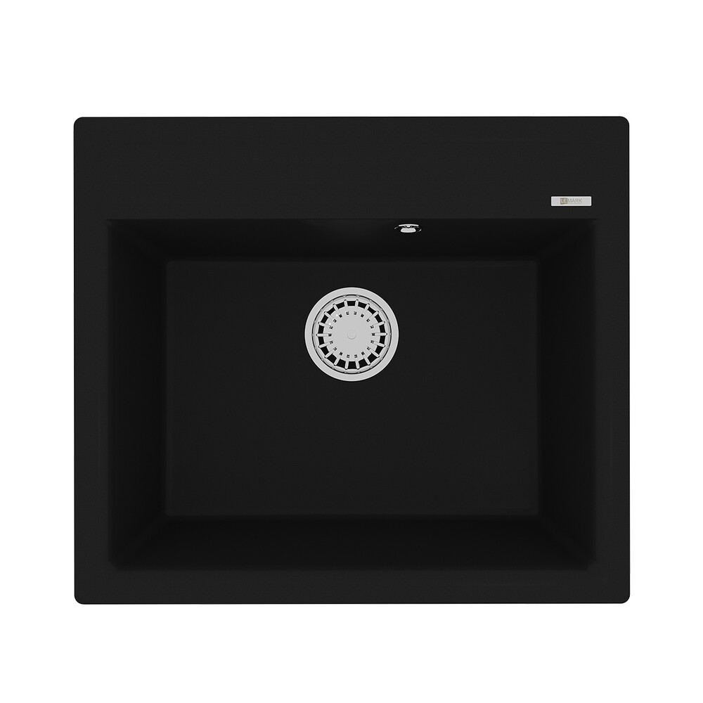 Мойка 9910013 HANKA 570 кухонная из кварцгранита, АНТРАЦИТ 570*500 прямоугольная 1 чаша (крепеж, сливная арматура с переливом) LEMARK