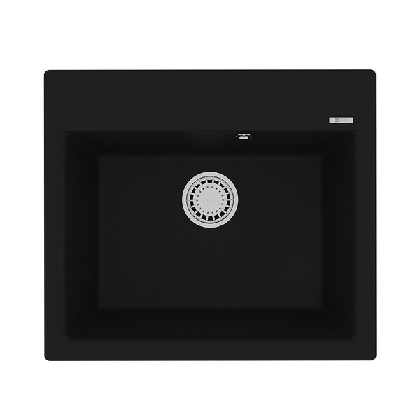 Мойка 9910013 HANKA 570 кухонная из кварцгранита, АНТРАЦИТ 570*500 прямоугольная 1 чаша (крепеж, сливная арматура с переливом) LEMARK
