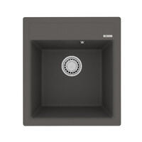 Мойка 9910011 HANKA 450 кухонная из кварцгранита, СЕРЫЙ ШЕЛК 450*500 прямоугольная 1чаша  (крепеж, сливная арматура с переливом) LEMARK