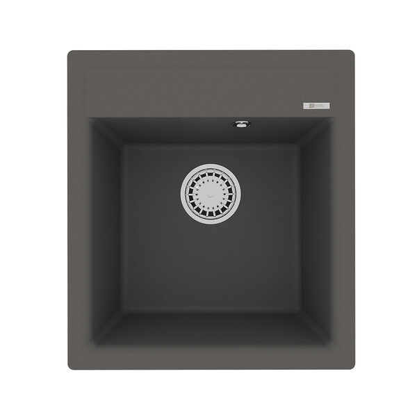 Мойка 9910011 HANKA 450 кухонная из кварцгранита, СЕРЫЙ ШЕЛК 450*500 прямоугольная 1чаша  (крепеж, сливная арматура с переливом) LEMARK