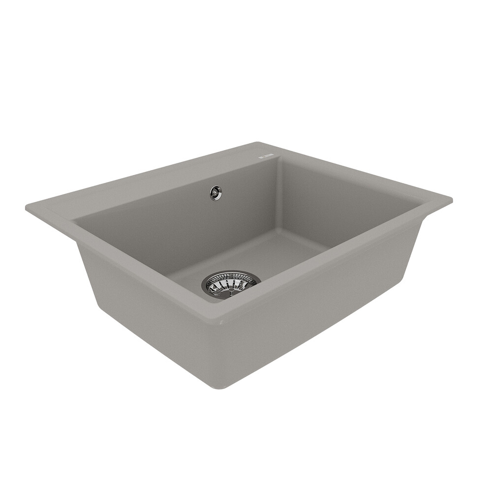 Мойка 9910015 HANKA 570 кухонная из кварцгранита, ГРЕЙ 570*500 прямоугольная 1 чаша (крепеж, сливная арматура с переливом) LEMARK
