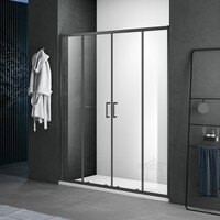 Душевое ограждение SANTREK AQUA Lea- DF-1700-C-Matt Black 1700*1850 Прямое стекло Прозр 5мм, профиль Чёрный