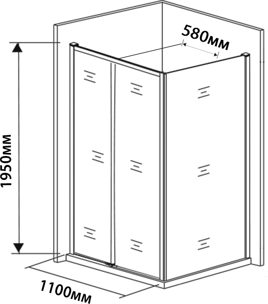 Душевое ограждение SANTREK AQUA Time- DF-DP-1100-C-Chrome 1100*1950 Прямое стекло Прозр 6 мм, профиль Хром