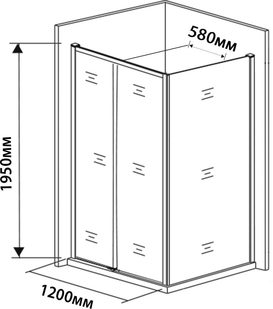 Душевое ограждение SANTREK AQUA Time- DF-DP-1200-C-Chrome 1200*1950 Прямое стекло Прозр 6 мм, профиль Хром