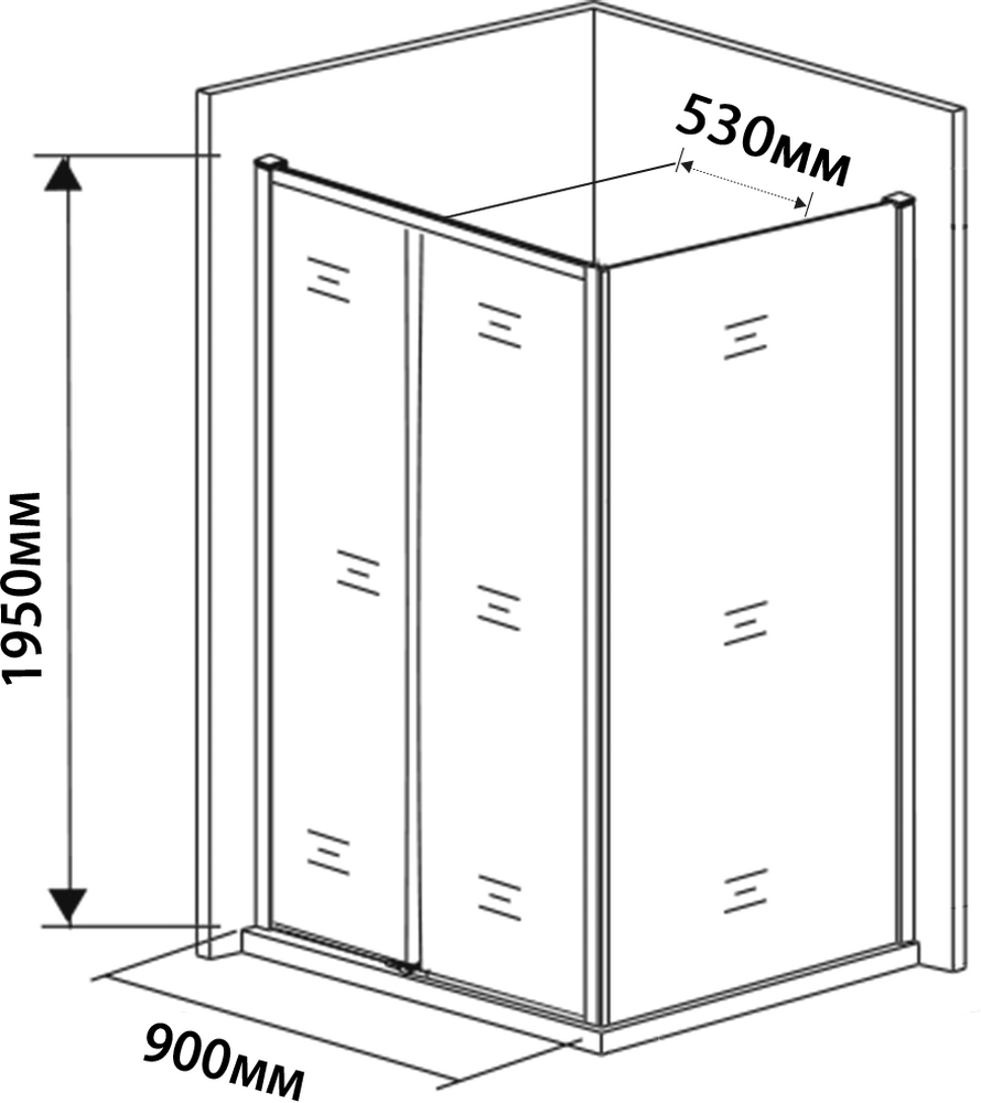 Душевое ограждение SANTREK AQUA Time- DF-DP-900-C-Matt Black 900*1950 Прямое стекло Прозр 6 мм, профиль Черный 