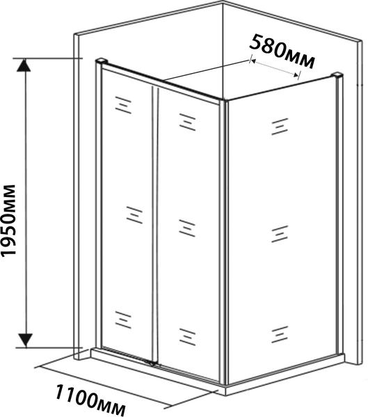 Душевое ограждение SANTREK AQUA Time- DF-DP-1100-C-Matt Black 1100*1950 Прямое стекло Прозр 6 мм, профиль Черный