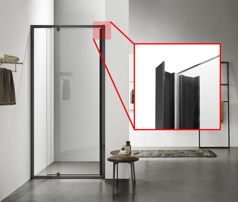 Душевое ограждение SANTREK AQUA Time- DF-DP-1200-C-Matt Black 1200*1950 Прямое стекло Прозр 6 мм, профиль Черный