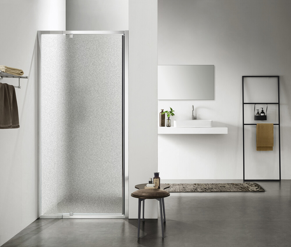 Душевое ограждение SANTREK AQUA Time- DF-DP-1100-G-Chrome 1100*1950 Прямое стекло Грейп 6 мм, профиль Хром