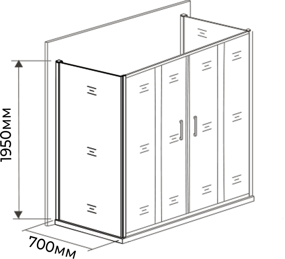 Боковая часть душ. ограждения SANTREK AQUA Time- SP-700-C-Chrome 700*1950 стекло Прозр 6мм, профиль Хром