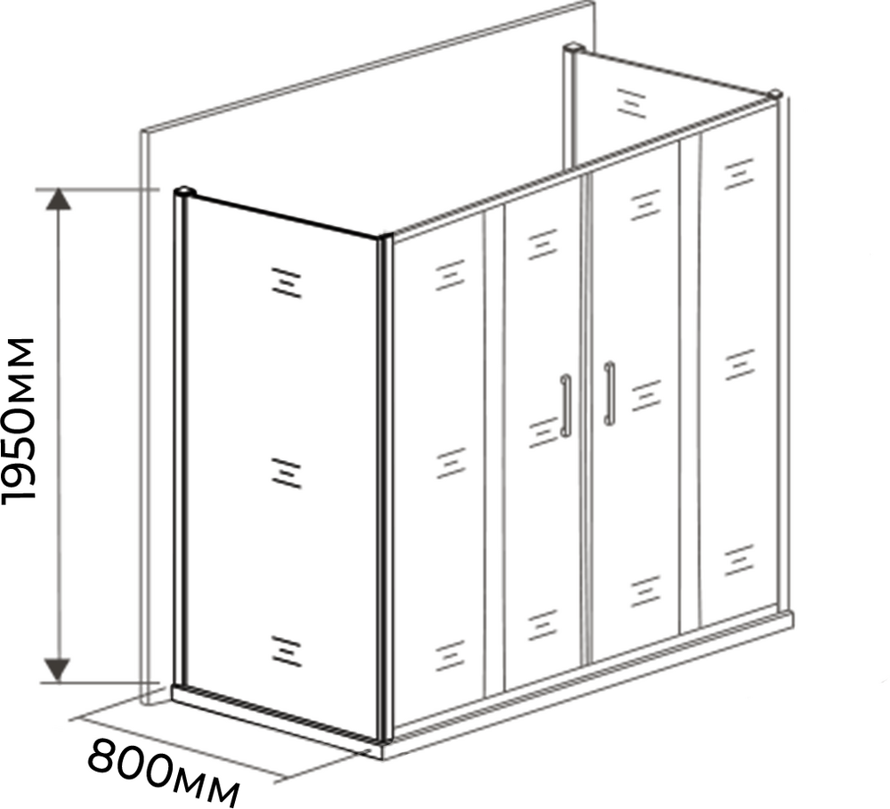 Боковая часть душ. ограждения SANTREK AQUA Time- SP-800-C-Chrome 800*1950 стекло Прозр 6мм, профиль Хром