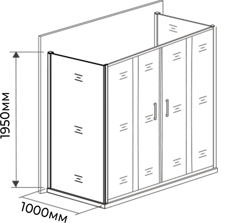 Боковая часть душ. ограждения SANTREK AQUA Time- SP-1000-C-Chrome 1000*1950 стекло Прозр 6мм, профиль Хром
