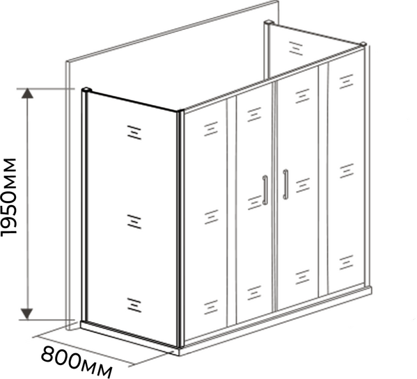 Боковая часть душ. ограждения SANTREK AQUA Time- SP-800-C-Matt Black 800*1950 стекло Прозр 6мм, профиль Черный