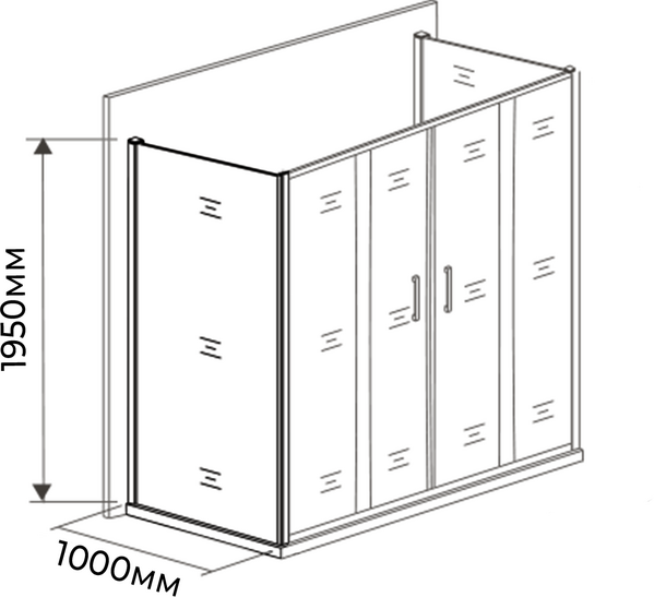 Боковая часть душ. ограждения SANTREK AQUA Time- SP-1000-C-Matt Black 1000*1950 стекло Прозр 6мм, профиль Черный