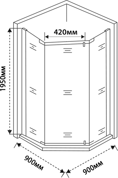 Душевое ограждение SANTREK AQUA Time- PNT-900-C- Chrome 900*900*1950 стекло Прозр 6мм, профиль Хром