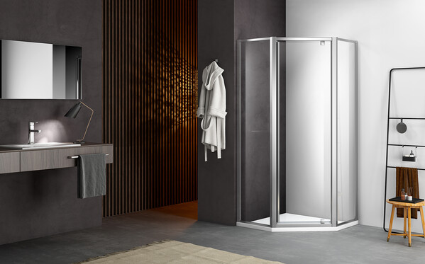 Душевое ограждение SANTREK AQUA Time- PNT-900-C- Chrome 900*900*1950 стекло Прозр 6мм, профиль Хром