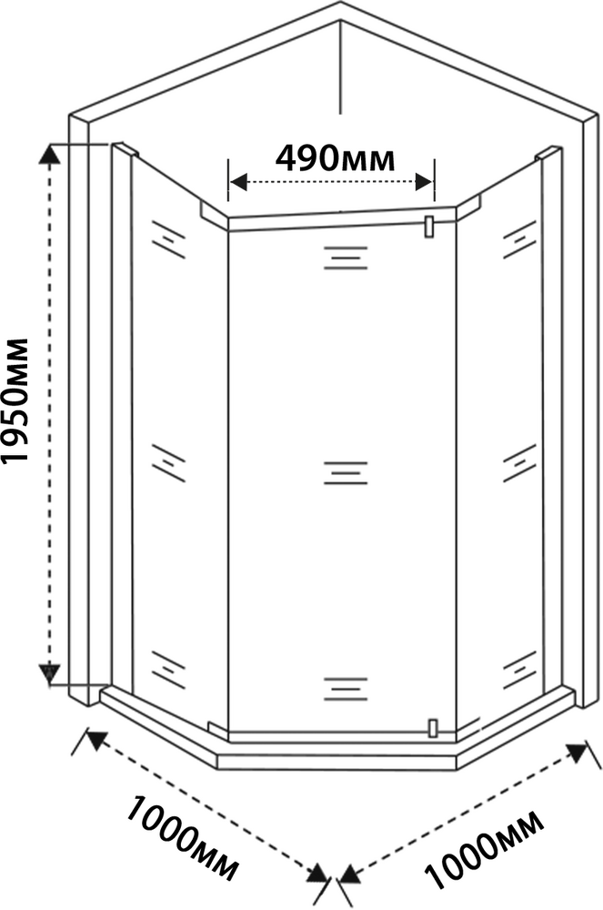Душевое ограждение SANTREK AQUA Time- PNT-1000-G- Chrome 1000*1000*1950 стекло Грейп 6мм, профиль Хром