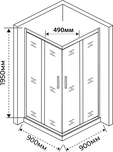 Душевое ограждение SANTREK AQUA Time-CR-900-G-Chrome 900*900*1950 Г-обр.  стекло Грейп 6мм, профиль Хром 