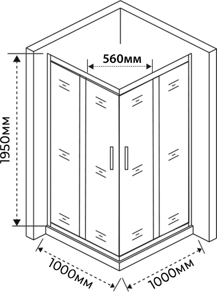 Душевое ограждение SANTREK AQUA Time-CR-1000-G-Chrome 1000*1000*1950 Г-обр.  стекло Грейп 6мм, профиль Хром