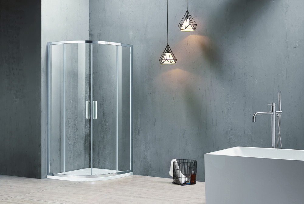 Душевое ограждение SANTREK AQUA Time-R-900-C-Chrome 900*900*1950 Радиус стекло Прозр 6мм, профиль Хром