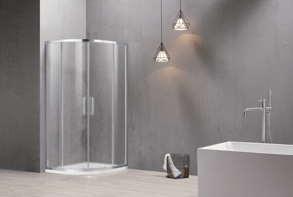 Душевое ограждение SANTREK AQUA Time-R-900-G-Chrome 900*900*1950 Радиус стекло Грейп 6мм, профиль Хром