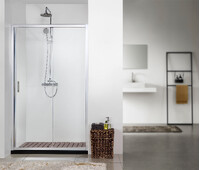 Душевое ограждение SANTREK AQUA Time- DF-1100-C-Chrome 1100*1950 Прямое стекло Прозр 6 мм, профиль Хром