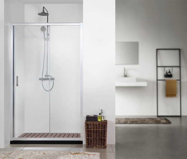 Душевое ограждение SANTREK AQUA Time- DF-1400-C-Chrome 1400*1950 Прямое стекло Прозр 6 мм, профиль Хром