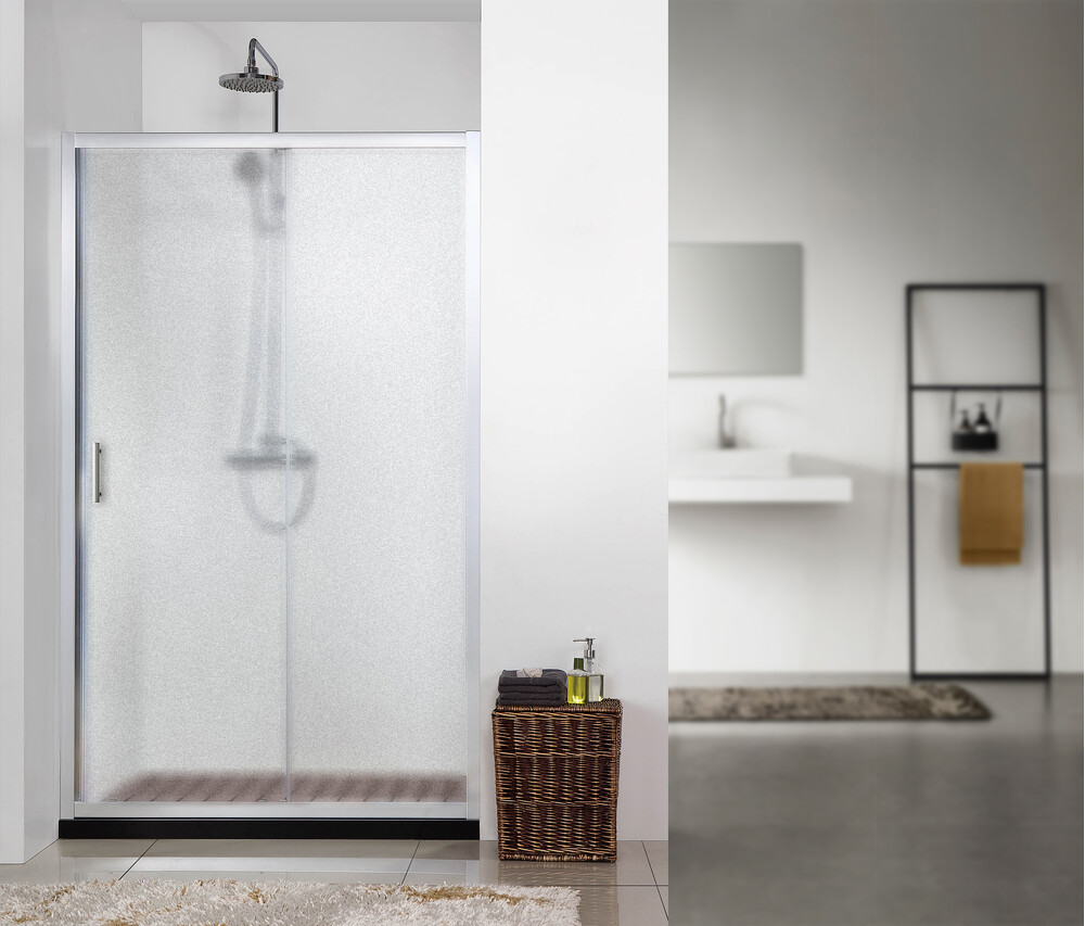 Душевое ограждение SANTREK AQUA Time- DF-1300-G-Chrome 1300*1950 Прямое стекло Грейп 6 мм, профиль Хром  