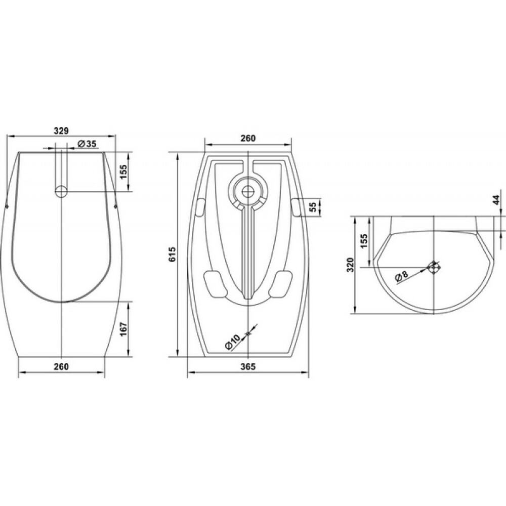 Писсуар ТРИНО с сенсором (компл автоматич. смыва, крепление, сифон А45 (Чехия), электрон. блок сопряж-я с внешн. питанием 12)  КЕРАМИН 467132
