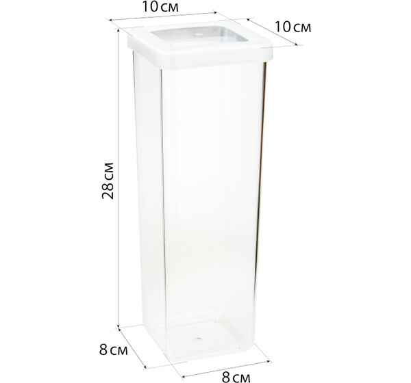 Емкость для сыпучих продуктов СТЕП 1,9 л 10*10*28см Белый ("М-пластика") (М 1294)