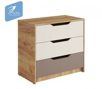 RICH Комод КМ-001 Корпус - Дуб Крафт золотой  Фасад ЛДСП - Миндаль / Глиняный серый (2 места) ЧЧ846 КАТЕГОРИЯ А