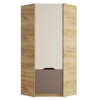 RICH Шкаф ШК-003 (угловой) Корпус - Дуб Крафт золотой  Фасад ЛДСП - Миндаль / Глиняный серый (3 места) ЧШ347 КАТЕГОРИЯ А