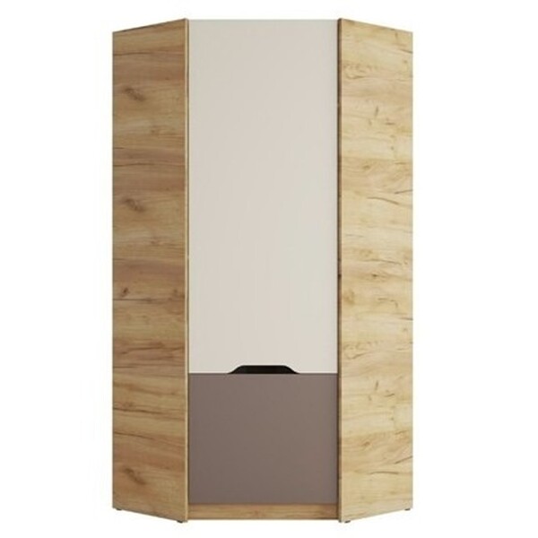 RICH Шкаф ШК-003 (угловой) Корпус - Дуб Крафт золотой  Фасад ЛДСП - Миндаль / Глиняный серый (3 места) ЧШ347 КАТЕГОРИЯ А