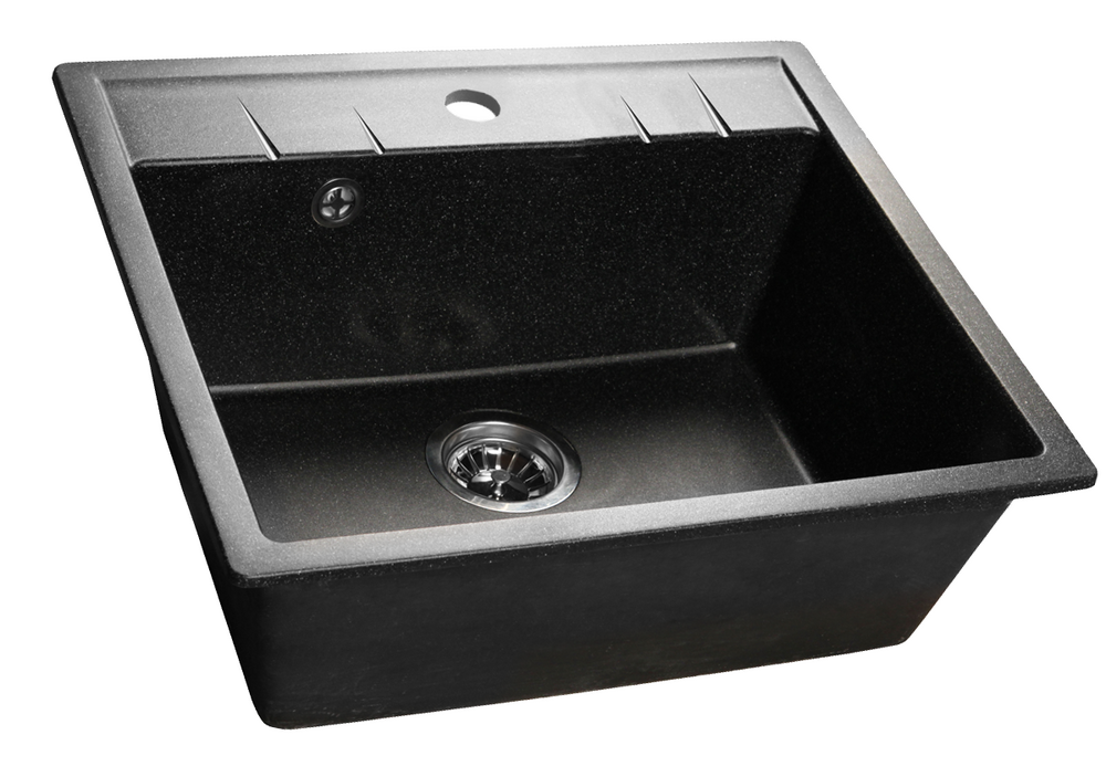 Мойка SANTREK AQUA PRO SQUARE SA-S561 1 чаша 560*500 мм (черный-308) (+сифон)