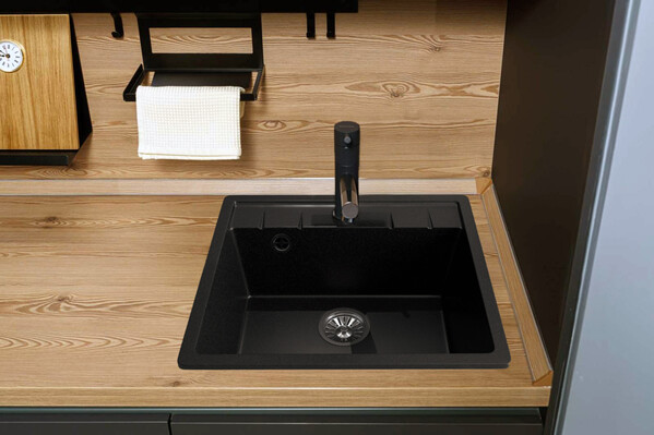 Мойка SANTREK AQUA PRO SQUARE SA-S561 1 чаша 560*500 мм (черный-308) (+сифон)