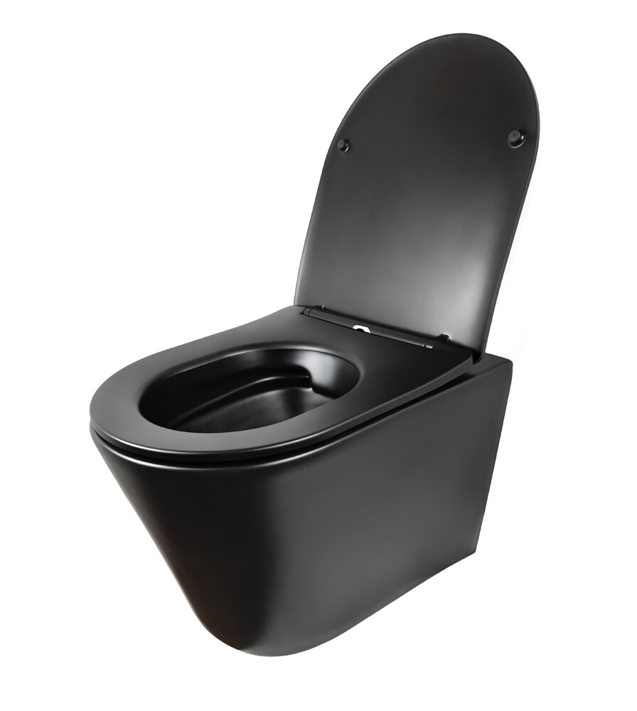  Унитаз подвесной безободковый HOLLER SHELL MB (480*365*360мм, сиденье дюропласт, микролифт) черный матовый