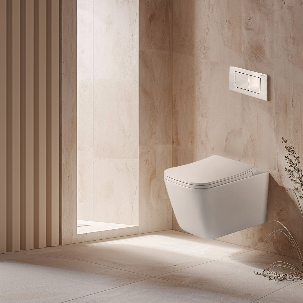 Унитаз подвесной безободковый HOLLER BLOCK (520*340*355мм, сиденье дюропласт, микролифт) белый