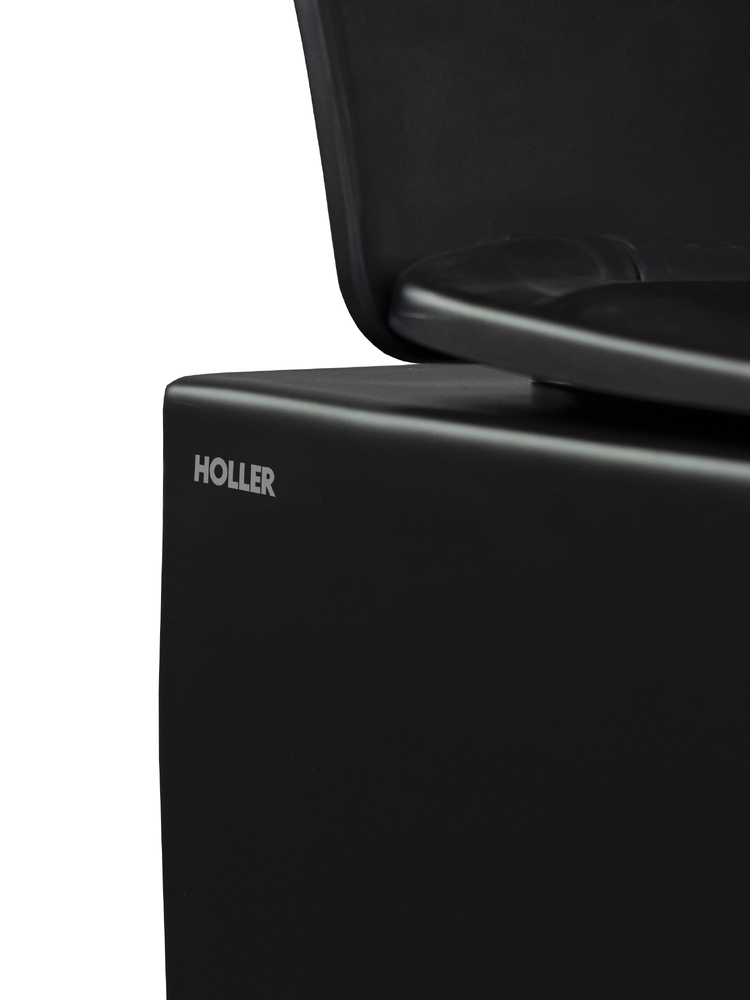 Унитаз подвесной безободковый HOLLER BLOCK MB (520*340*355мм, сиденье дюропласт, микролифт) черный матовый