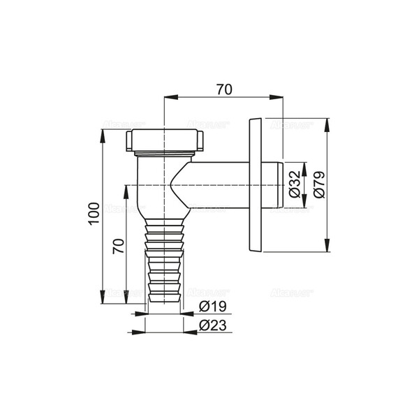 Сифон для стиральной машины наружный APS1 (AG210311100) хром ALCA  