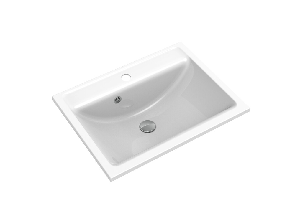 Мебельный умывальник SANTREK AQUA Stone 600 С БОРТИКОМ с отверстием под смеситель 600*450*160  (РВ_601)