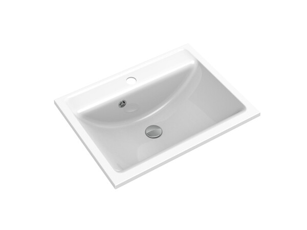 Мебельный умывальник SANTREK AQUA Stone 600 С БОРТИКОМ с отверстием под смеситель 600*450*160  (РВ_601)