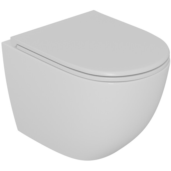 Унитаз подвесной безободковый D&K Matrix DT1396516, 490*370*360мм, сиденье микролифт, белый,   смыв "Торнадо"